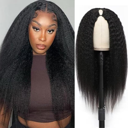 Perruque V Part Vanmast 20 pouces vue avant avec cheveux Kinky Straight