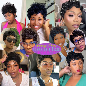 Perruque VRZ avec coupe pixie et couleur 1B#L28FH