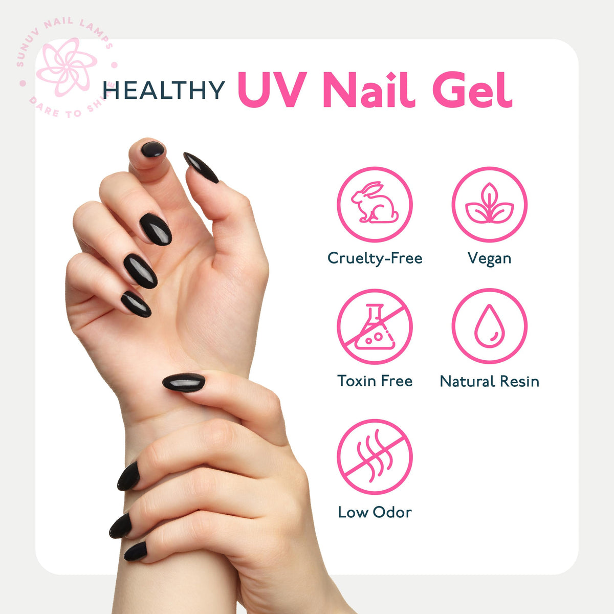 Personne appliquant le vernis gel SUNUV sur les ongles