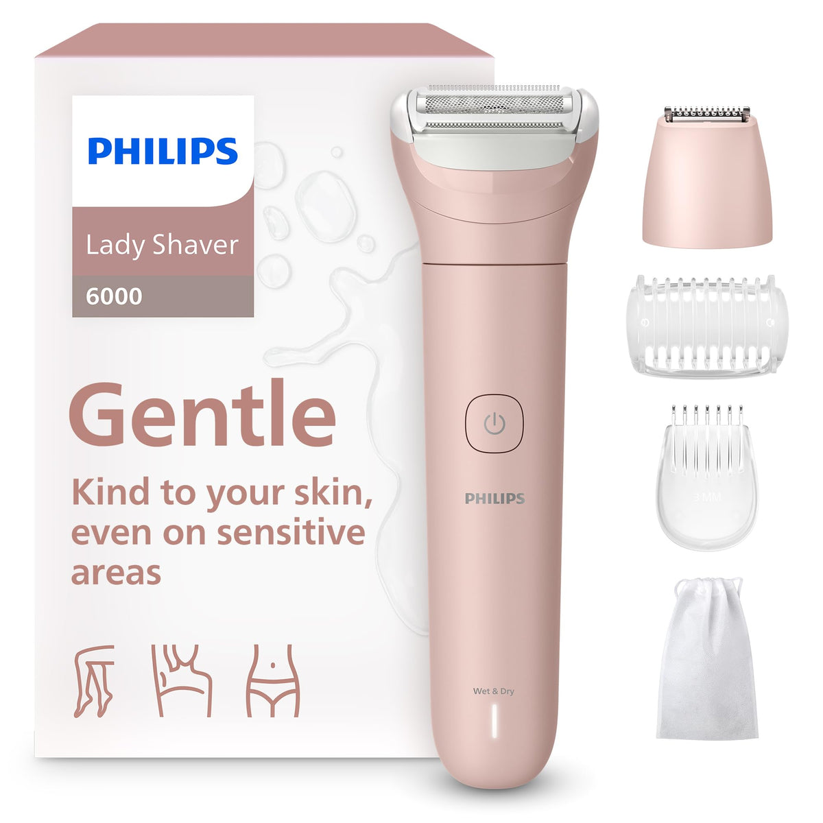 PHILIPS Lady Shaver 6000 vue de face avec lames visibles