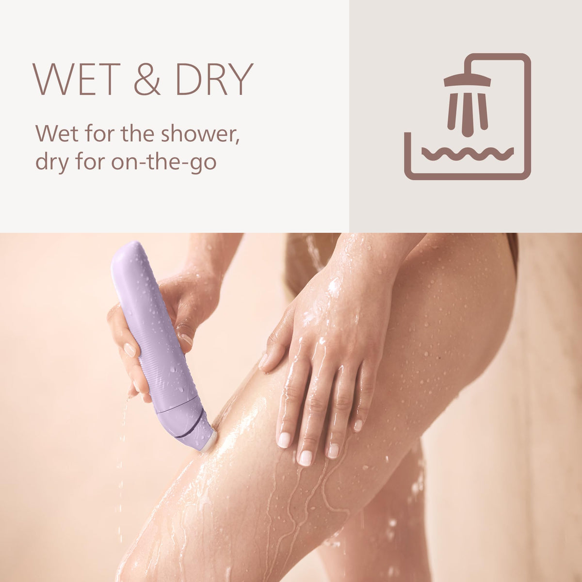 Philips Lady Shaver Series 8000 en utilisation sous la douche