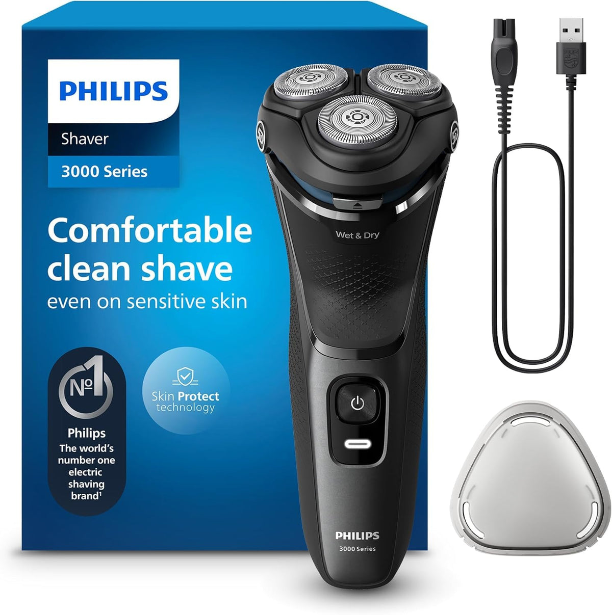 PHILIPS Rasoir Électrique 3000 vue avant en métal moderne