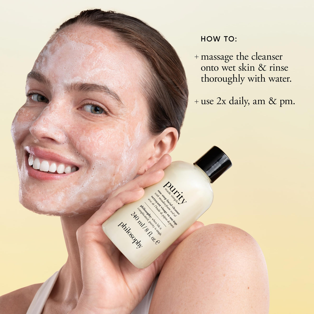 philosophy Purity Made Simple nettoyant visage en utilisation
