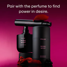PHLUR Déodorant Naturel Rose Whip avec fleurs en arrière-plan