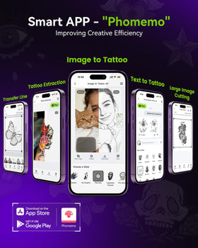 Phomemo M08F Plus imprimante à tatouage avec accessoires et feuilles de transfert