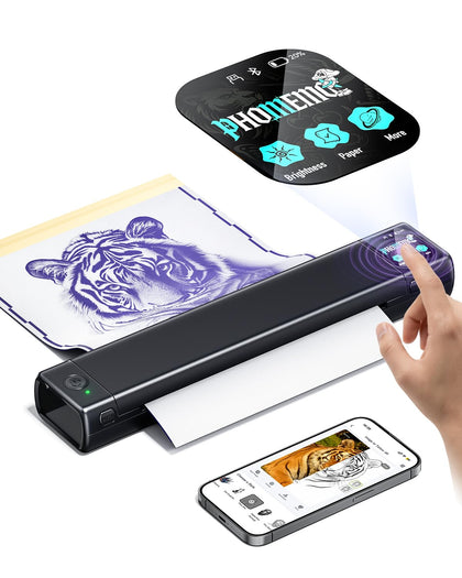 Phomemo M08F Plus imprimante à tatouage vue avant avec écran tactile
