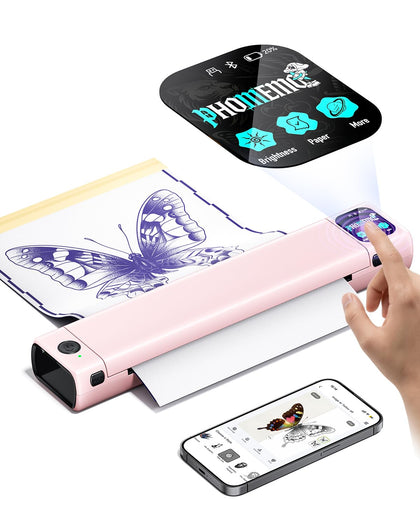 Phomemo M08F Plus imprimante de pochoir de tatouage vue avant avec écran tactile