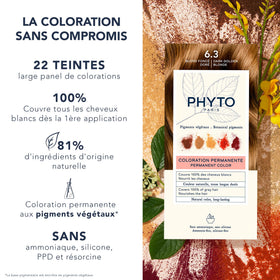 PHYTO Phytocolor 6.3 Blond Doré Foncé contenu incluant les tubes et les gants