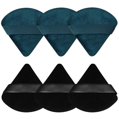 Pimoys 6 puffs de maquillage triangle en noir et bleu paon