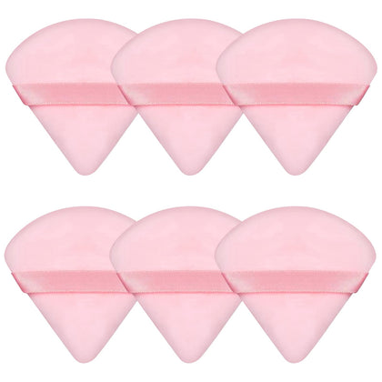 Pimoys 6 puffs de maquillage velours rose en triangle, vue de face
