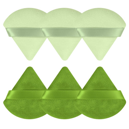 Pimoys Poudres à Maquillage – 6 Puffs Triangle et Rond, Vert, vue de face