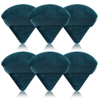 Pimoys Poudres Puffs Triangle 6 pièces en bleu paon, vue de face