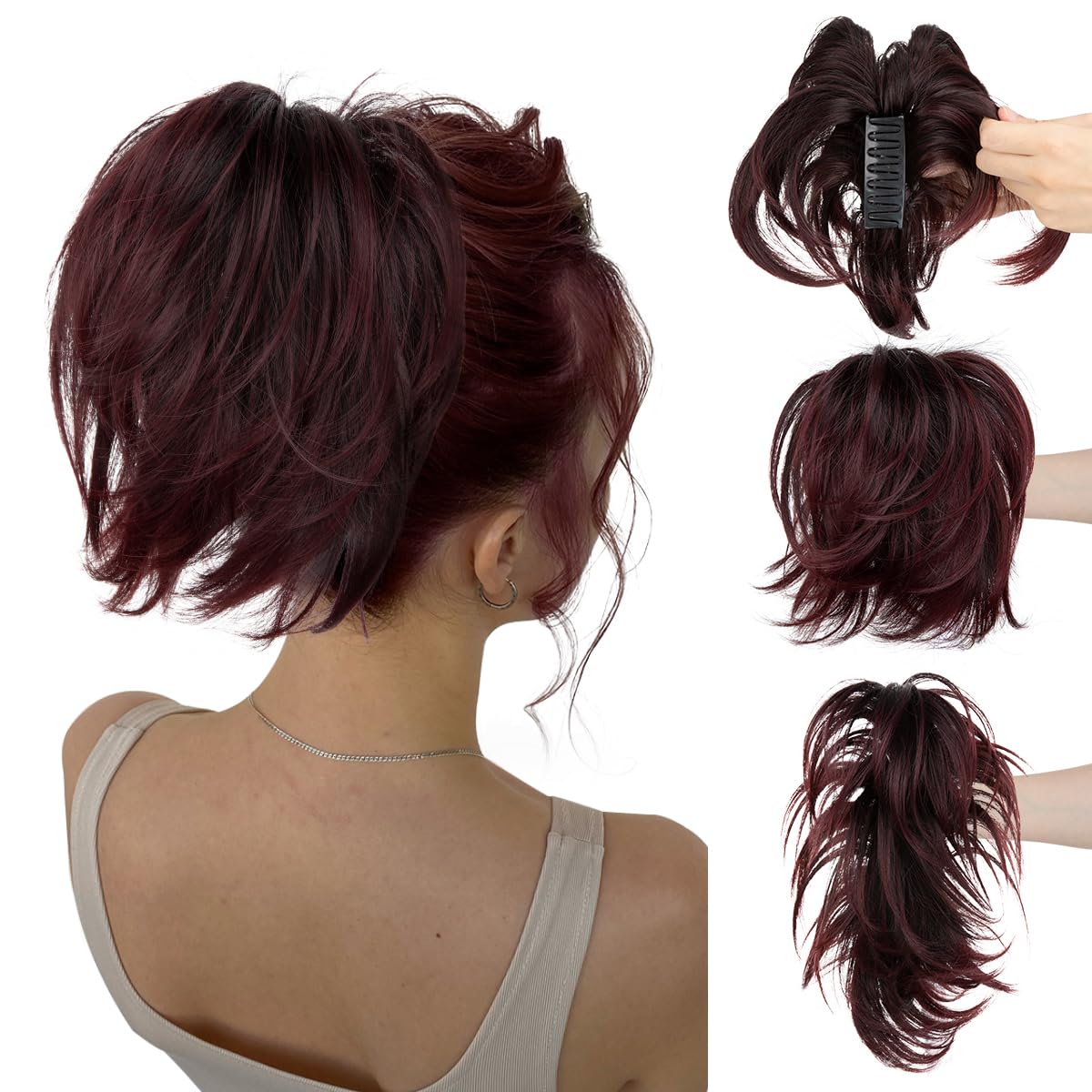Pince à cheveux CJL HAIR vue de face avec cheveux rouges et racines noires