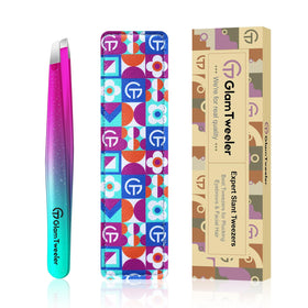 Pince à épiler GlamTweeler avec étui en cuir, vue de face