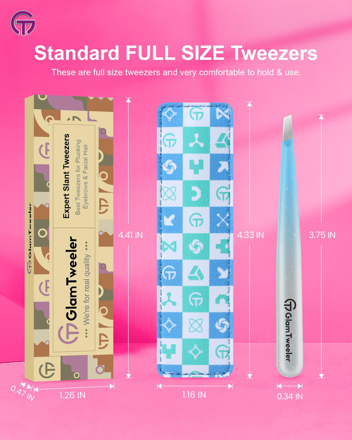 Pince à épiler GlamTweeler prête à être utilisée dans un kit de beauté