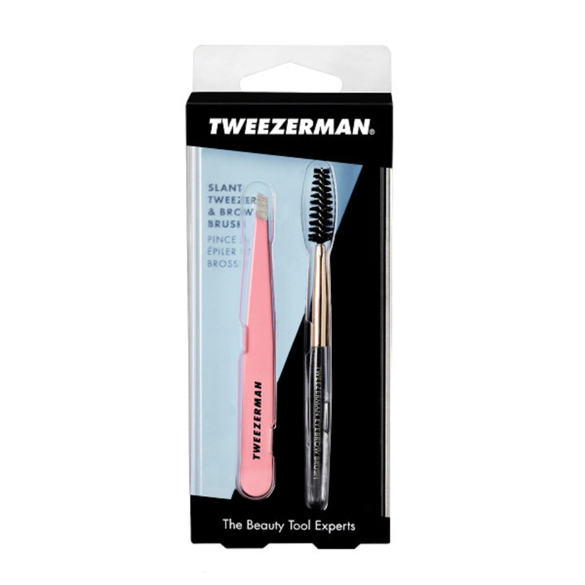 Pince à épiler Tweezerman dans une trousse de maquillage