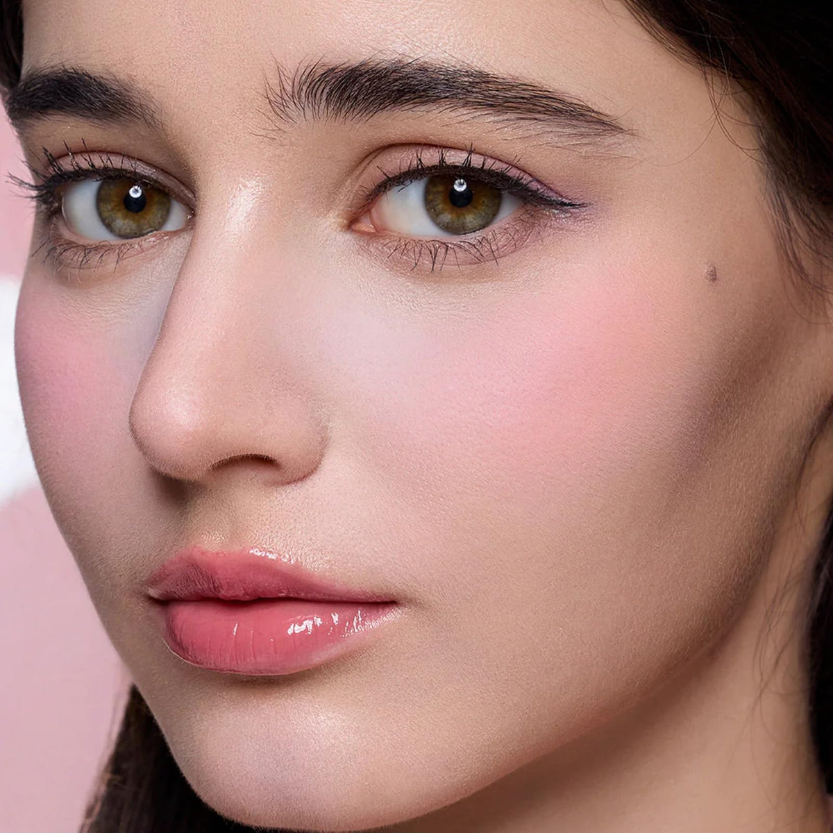 Pinceau à blush Flower Knows utilisé pour appliquer le duo de poudres blush