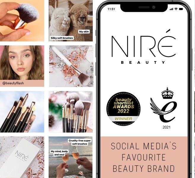 Pinceau à contour Niré noir et rose gold sur fond blanc