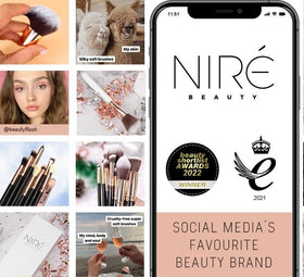 Pinceau à contour Niré noir et rose gold sur fond blanc