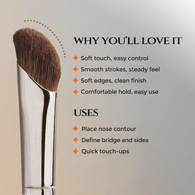 Pinceau à paupières angulé ALBEAUT sur un fond de maquillage