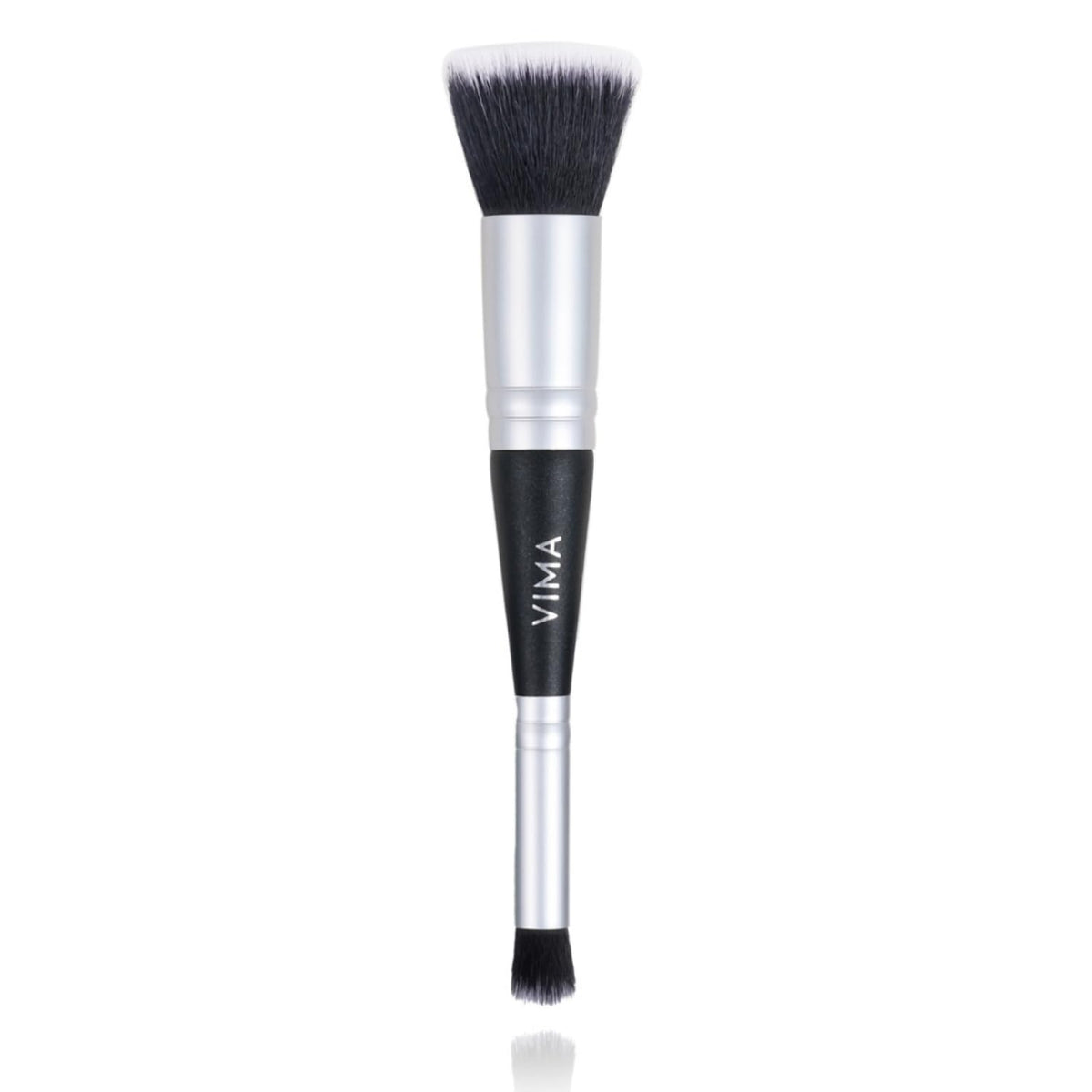 Pinceau de maquillage Vima double extrémité avec tête plate et duveteuse