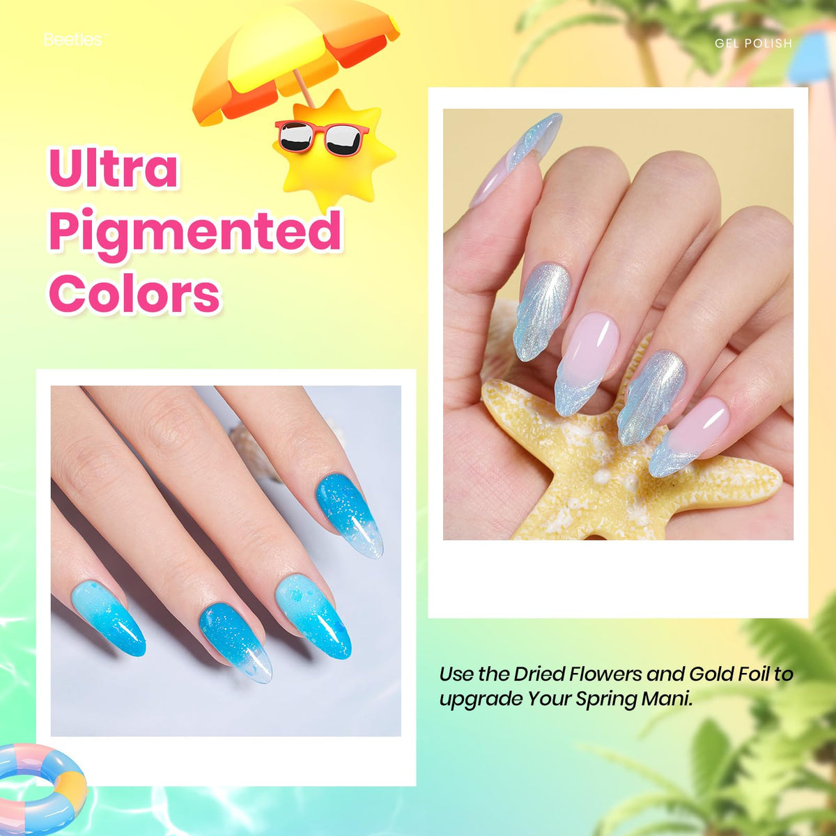 Pinceau de nail art double extrémité inclus dans le kit beetles