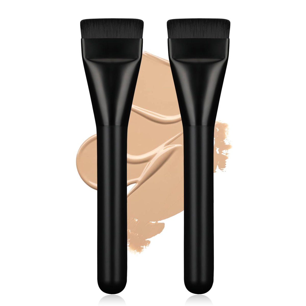 Pinceau plat BEAUTYFACTOR pour fond de teint, modèle noir, vue de face