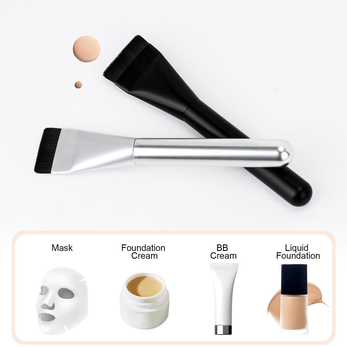 Pinceau plat BEAUTYFACTOR sur un fond de maquillage