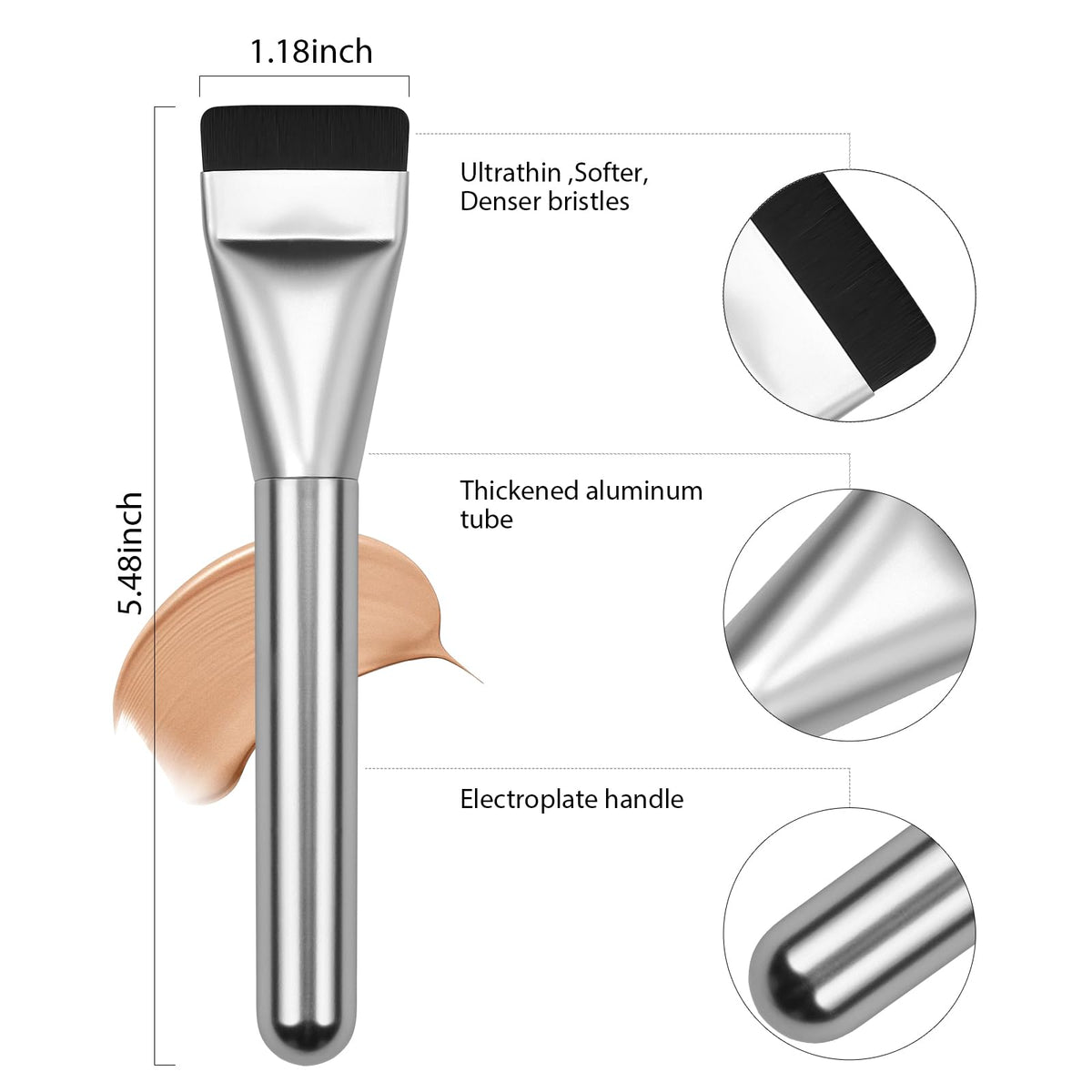 Pinceau plat BEAUTYFACTOR utilisé pour appliquer du fond de teint