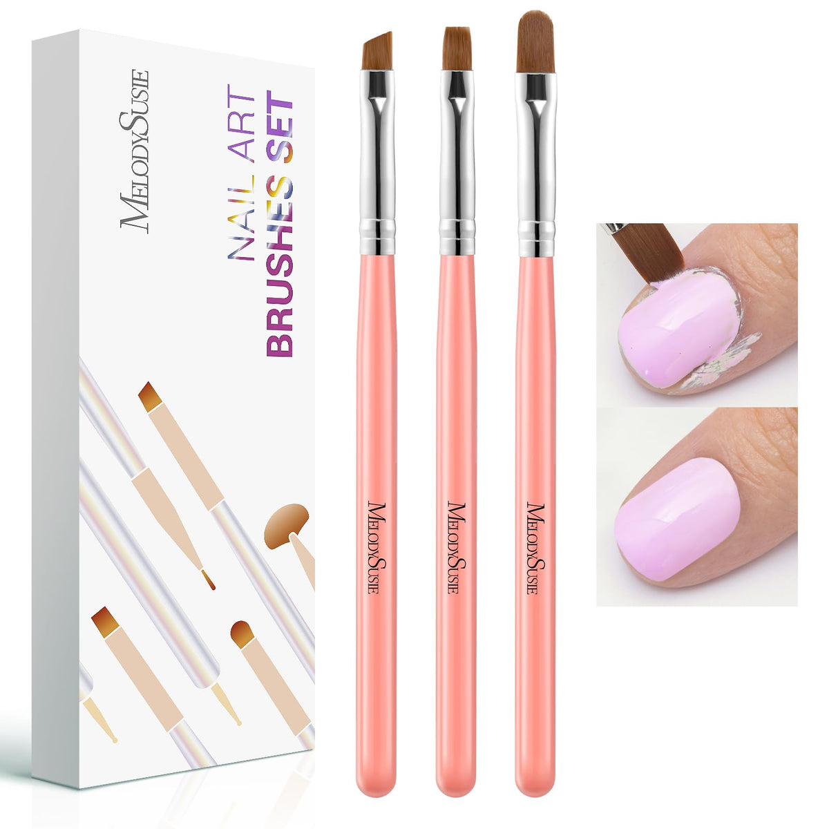 Pinceaux à ongles MelodySusie 3 pièces ensemble