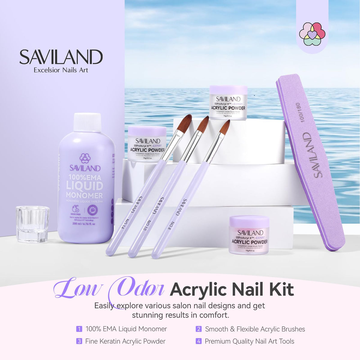 Pinceaux acryliques SAVILAND inclus dans le kit