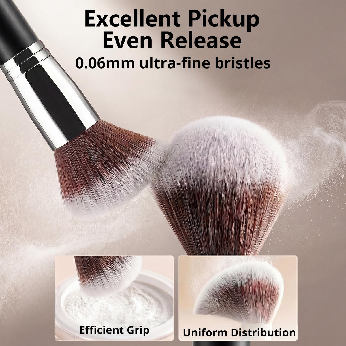 Pinceaux de maquillage BEAKEY en gros plan sur une surface blanche