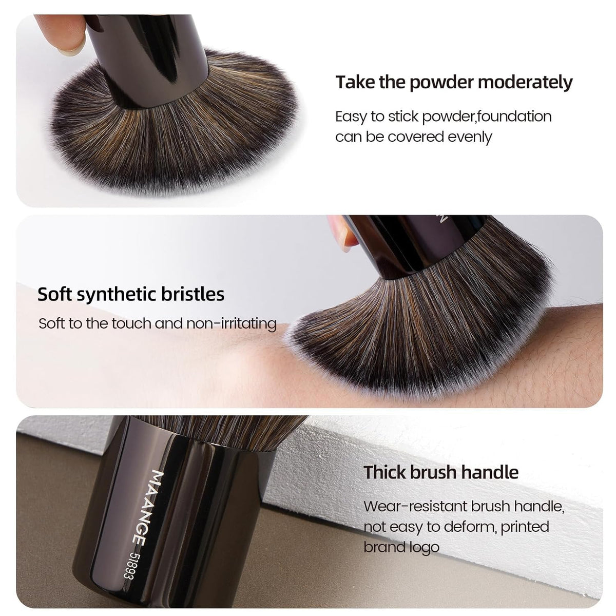 Pinceaux de maquillage MAANGE présentés sur une table