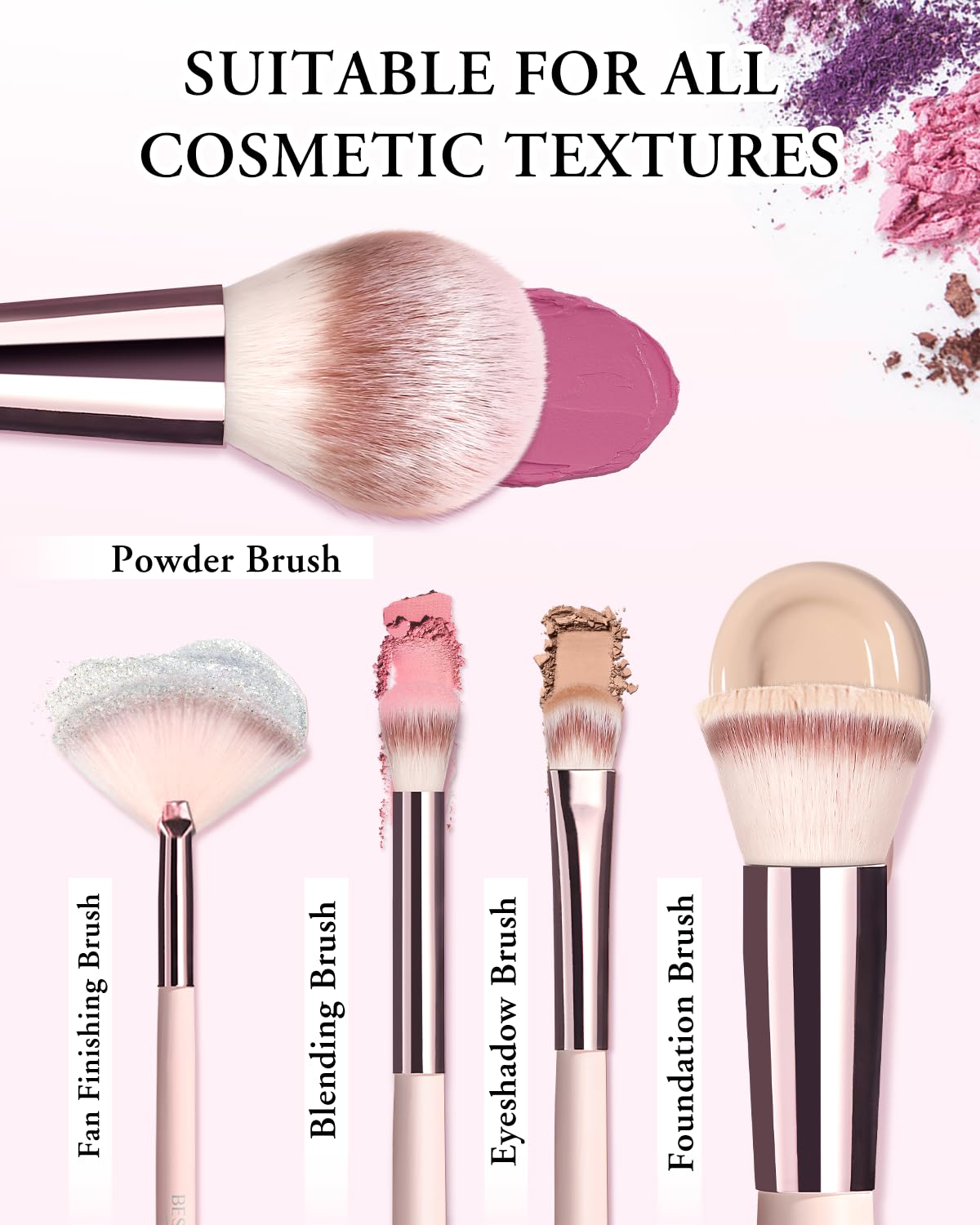 Pinceaux de maquillage professionnels en fibres synthétiques