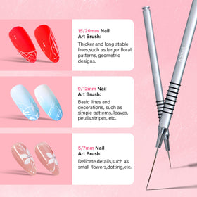 Pinceaux de nail art Komall avec ferrules en métal