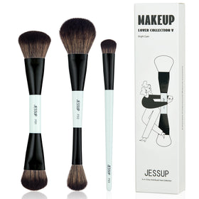 Pinceaux maquillage Jessup 3 pièces en bleu, vue de face