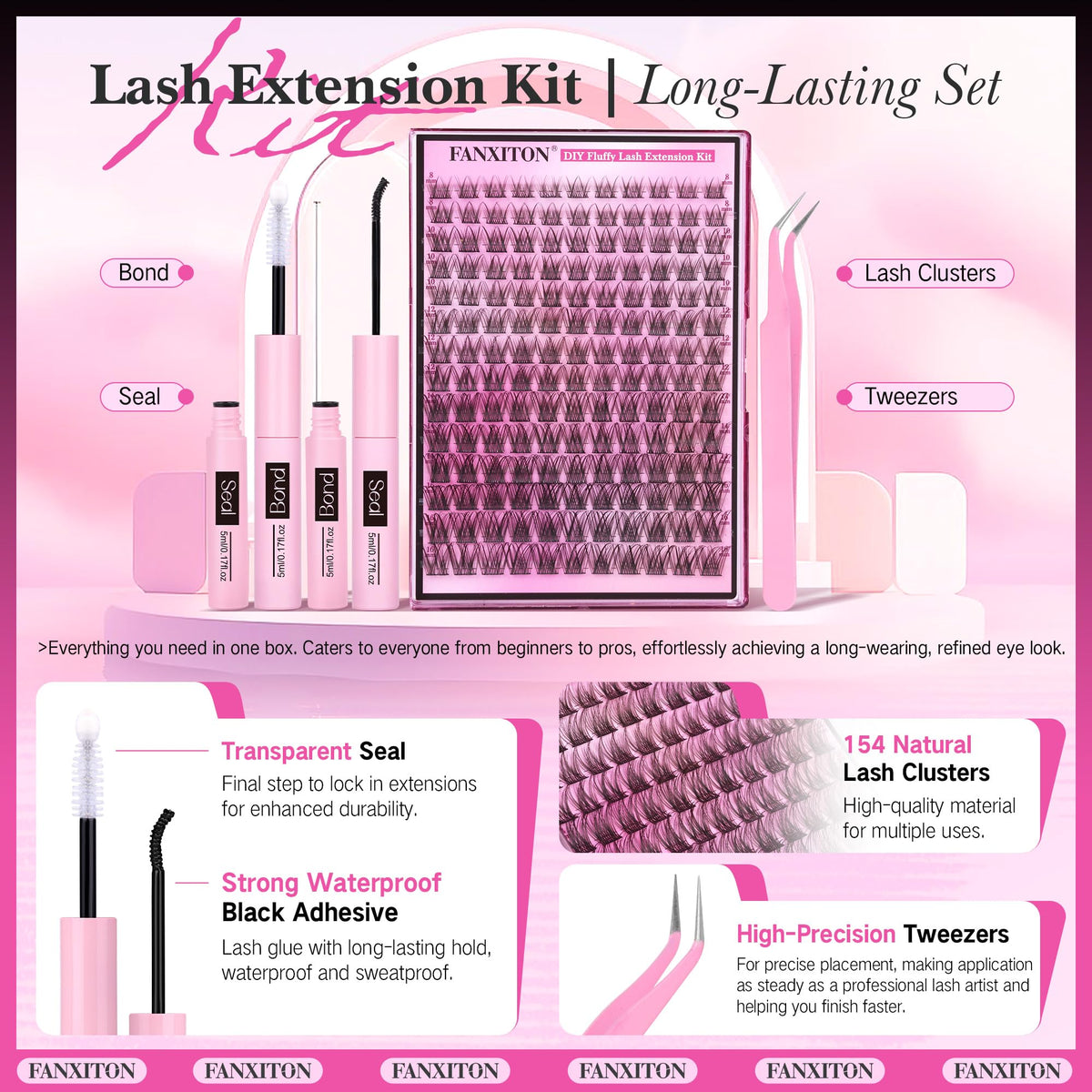 Pinces ergonomiques du kit d'extensions de cils FANXITON