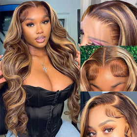 Pizazz Perruque Ombre 13x4 vue de face avec cheveux ondulés