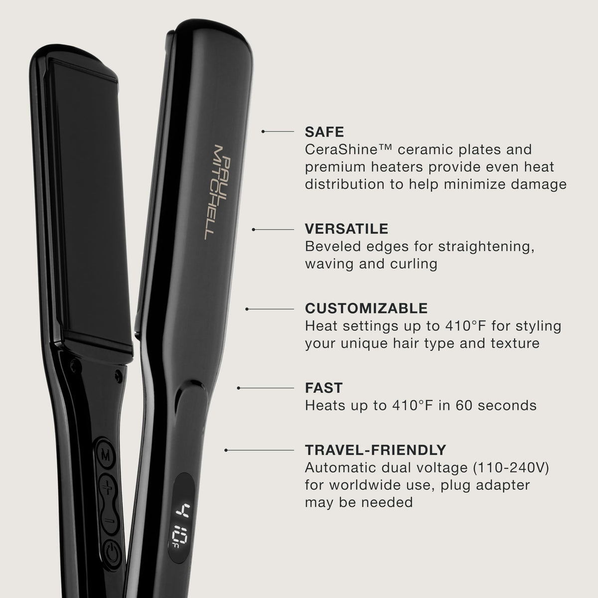 Plaques en céramique du lisseur Paul Mitchell Smooth+
