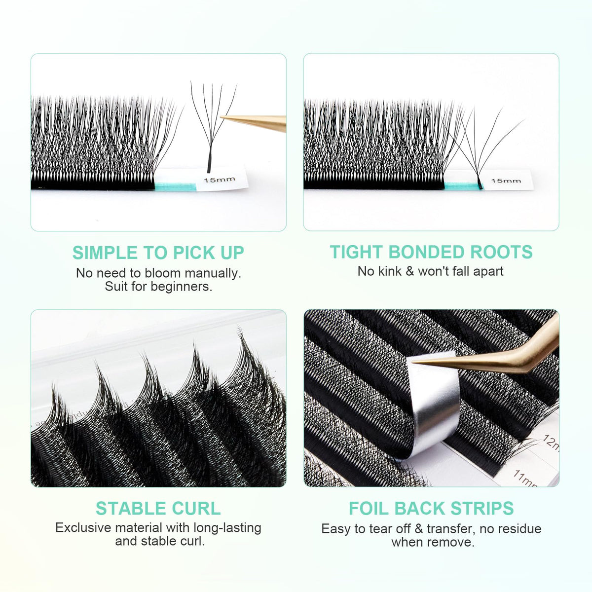 Plateau d'extensions de cils NAGARAKU 5D W Noir Mat
