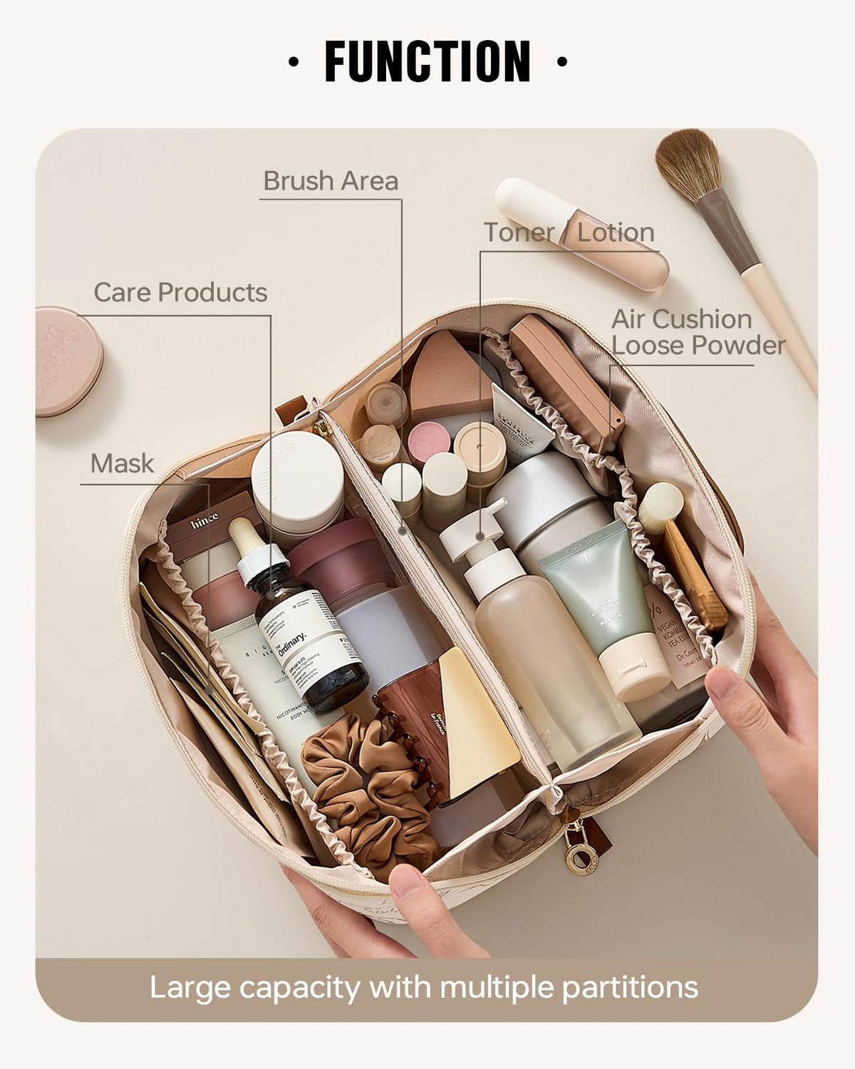 Poche transparente pour pinceaux dans la trousse de maquillage EACHY