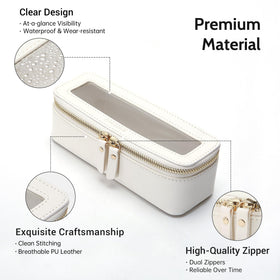 Pochette à maquillage Aveniee sur une table avec produits de beauté