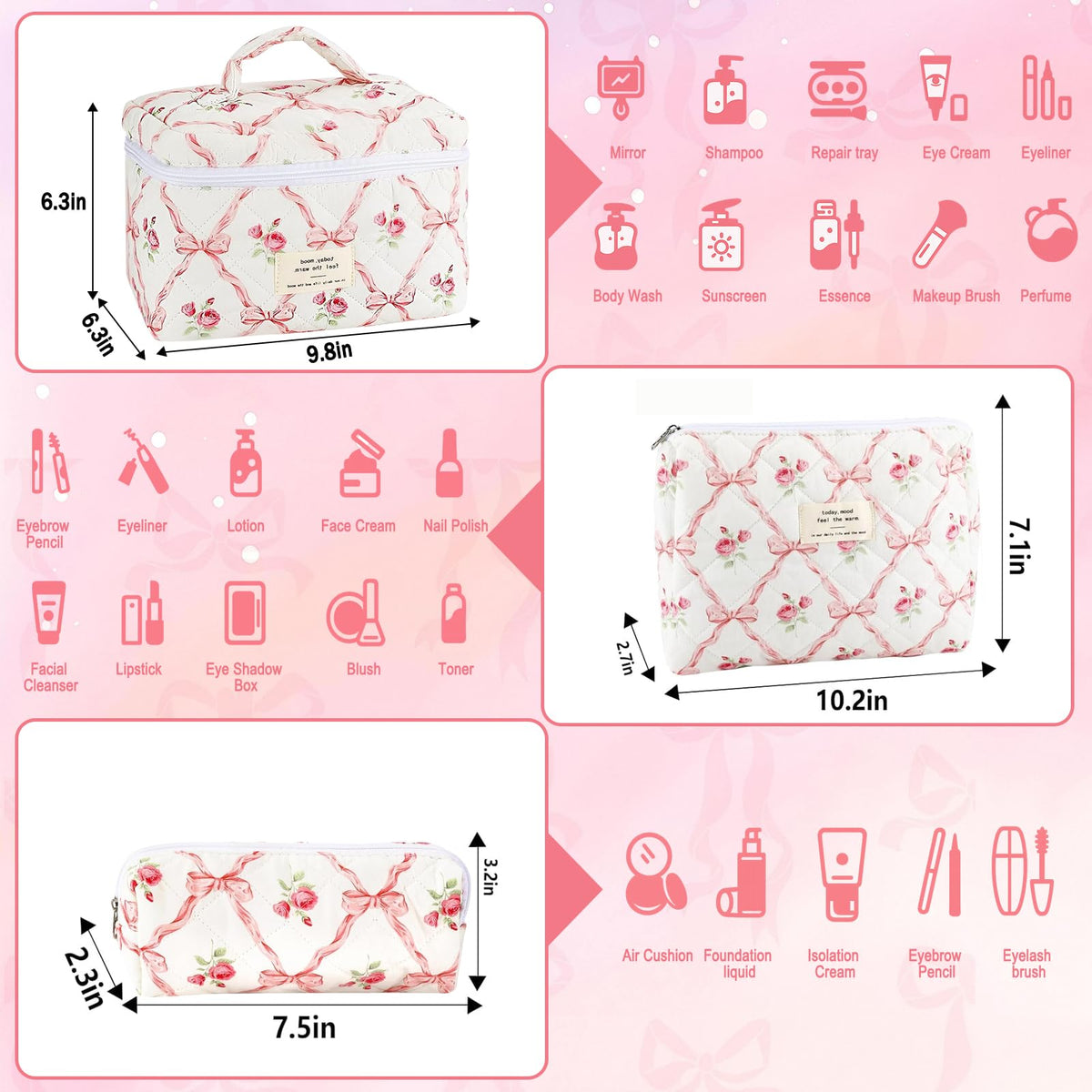 Pochette de maquillage grande taille matelassée URSKYTOUS