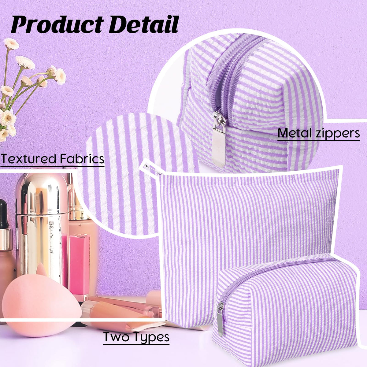 Pochette de maquillage Huhumy de grande taille, vue latérale