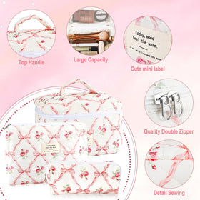 Pochette de maquillage moyenne taille URSKYTOUS avec fermeture éclair