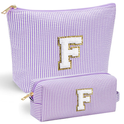 Pochette de maquillage personnalisée YOOLIFE en violet avec initiale