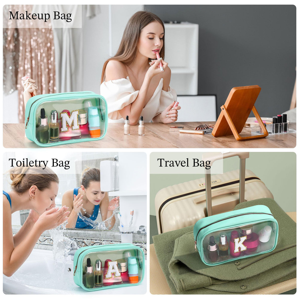 Pochette de maquillage YOOLIFE en cuir PU avec détails imperméables