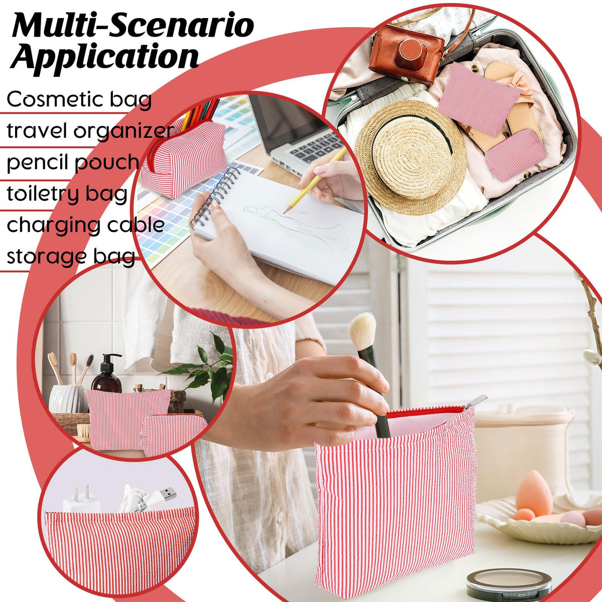 Pochettes de maquillage Huhumy sur une table avec des accessoires de beauté