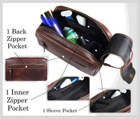 Poignée en cuir de la trousse de toilette AARON