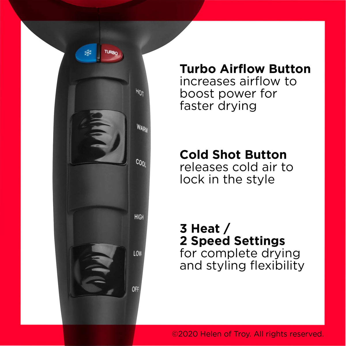 Poignée ergonomique du sèche-cheveux Turbo REVLON